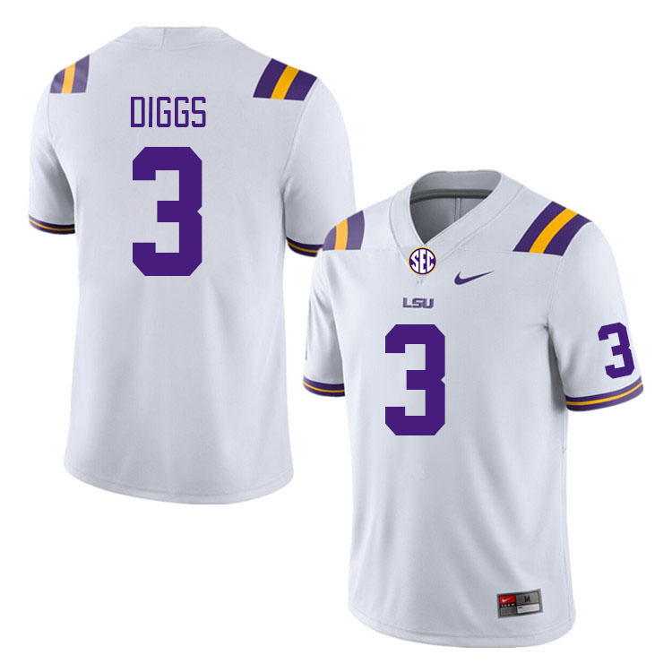 Men #3 Logan Diggs LSU Tigers College Football Jerseys Stitched Sale-White